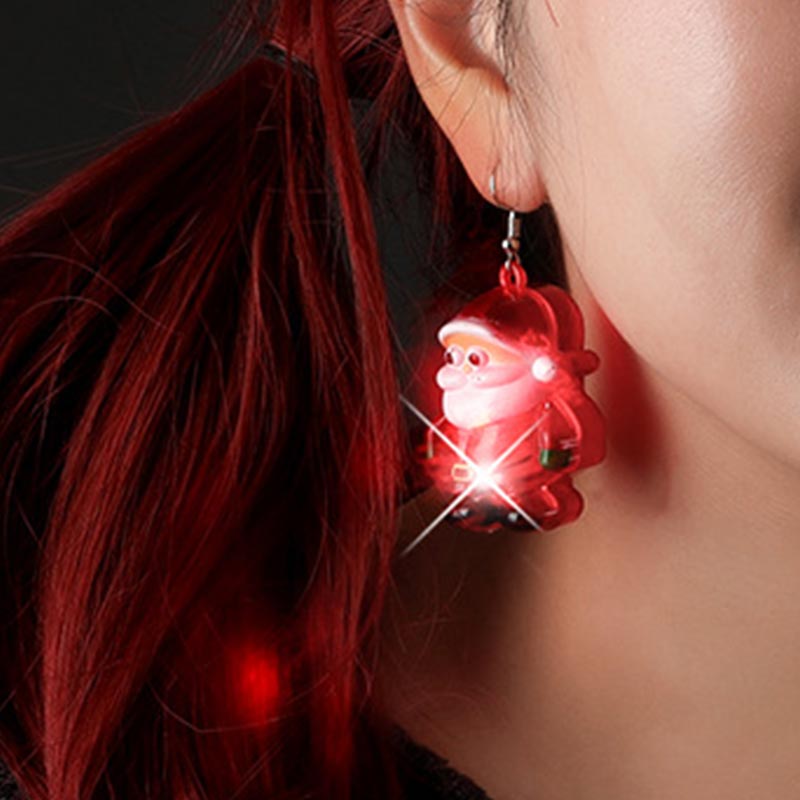 Boucles d'oreilles lumineuses à LED en forme d'élan et de sapin de Noël