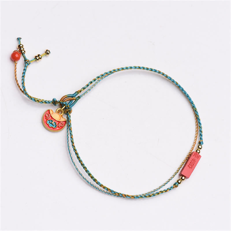 Bracelet tressé double couche fait main en cinabre avec Buddha Stones