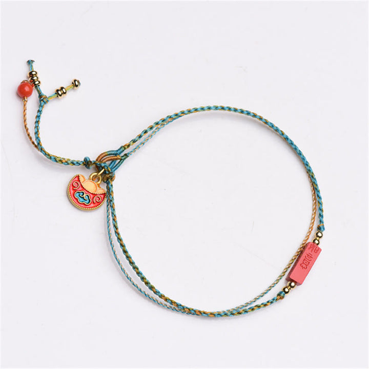 Bracelet tressé double couche fait main en cinabre avec Buddha Stones