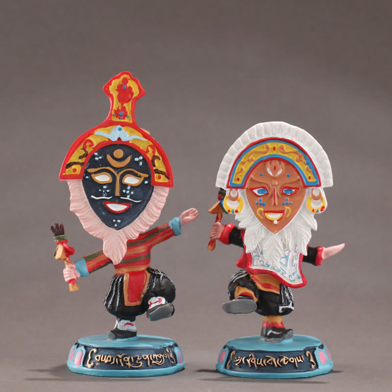 Masque facial d'opéra tibétain en Buddha Stones, marionnette, décoration de maison, de bureau ou de voiture