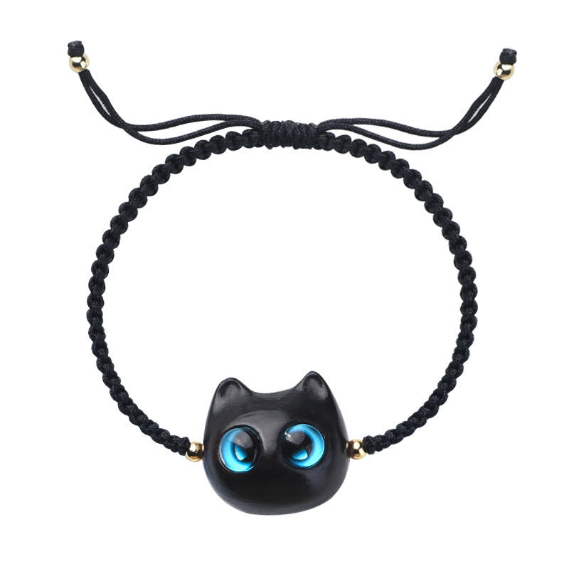 Bracelet tressé en bois de santal rouge et ébène avec petites feuilles et Buddha Stones, tête de chat mignonne, protection calme - image 17