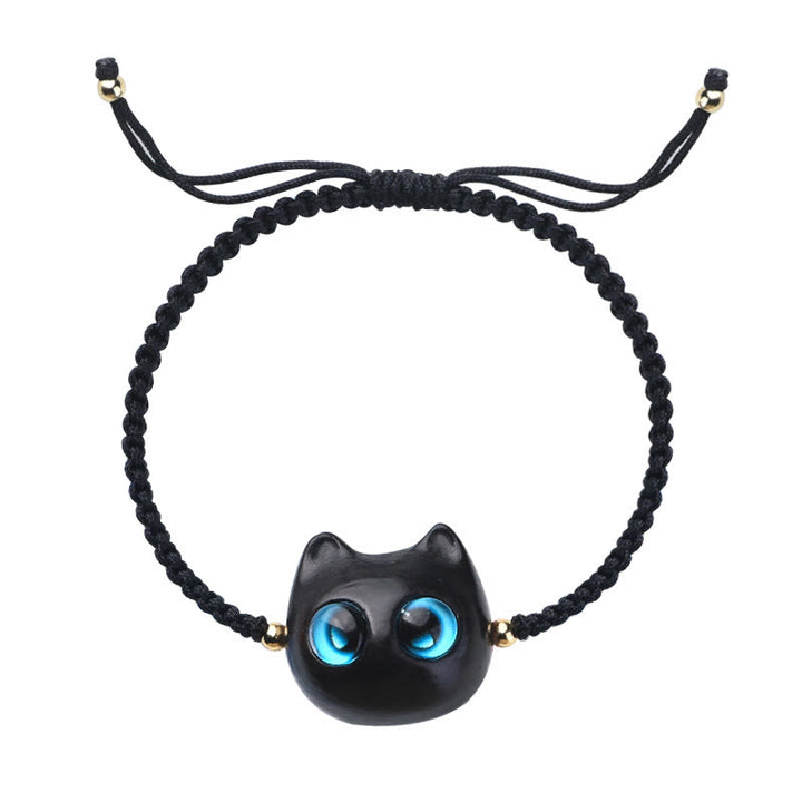 Bracelet tressé en bois de santal rouge et ébène avec petites feuilles et Buddha Stones, tête de chat mignonne, protection calme - image 17