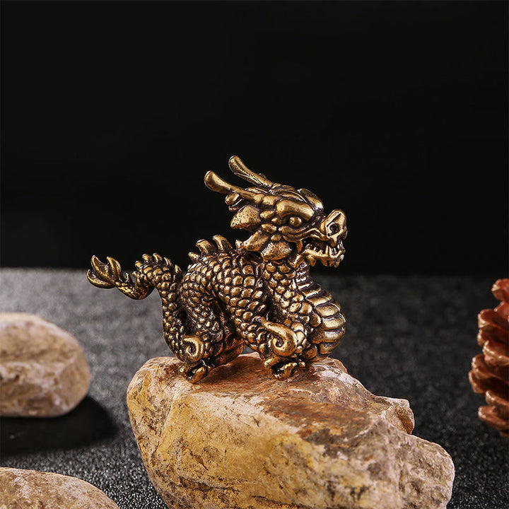Buddha Stones Année du Dragon Petit Dragon en Laiton de Bon Augure Chance Succès Décoration de la Maison