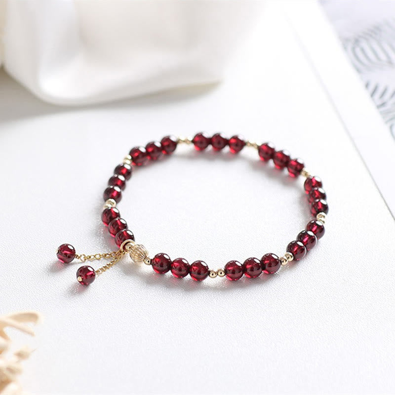 Bracelet Buddha Stones en alliage plaqué or 14 carats et grenat naturel apaisant - Grenat (Purification♥Protection) - image 0