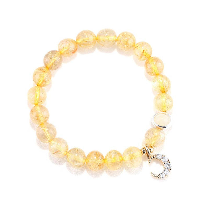 Bracelet porte-bonheur et breloque lune en citrine