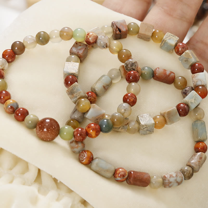 Bracelet de protection en agate et jaspe en Buddha Stones