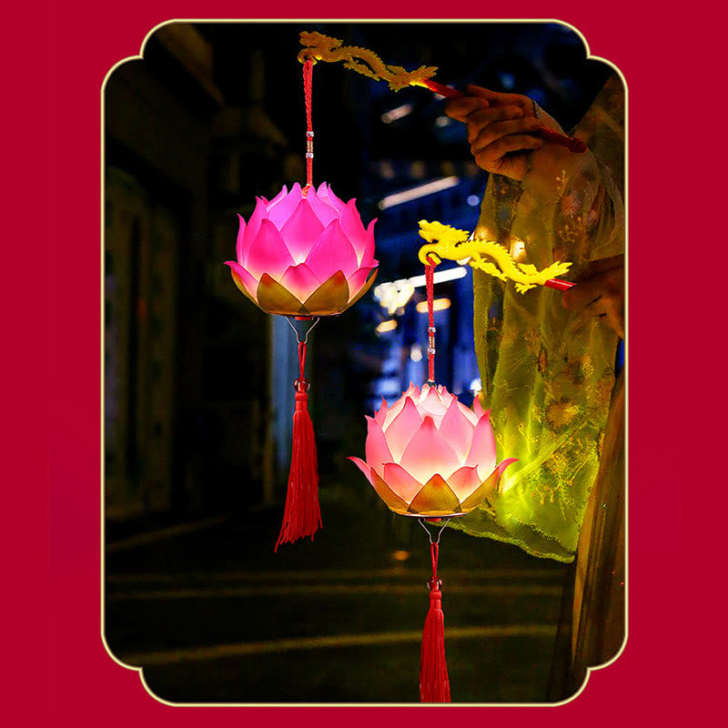 Lampe à pompon en forme de lanterne en forme de Buddha Stones et de fleur de lotus à faire soi-même