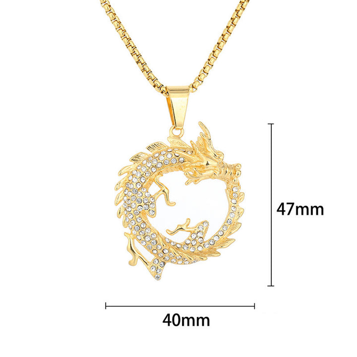 Collier pendentif de réussite avec motif de dragon du zodiaque chinois et Buddha Stones - image 5