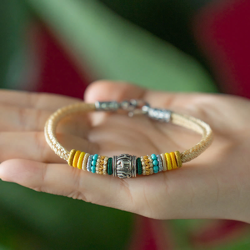 Bracelet tressé tibétain en argent sterling 925 fait main avec Buddha Stones Om Mani Padme Hum Pureté - image 5