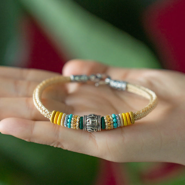 Bracelet tressé tibétain en argent sterling 925 fait main avec Buddha Stones Om Mani Padme Hum Pureté - image 5