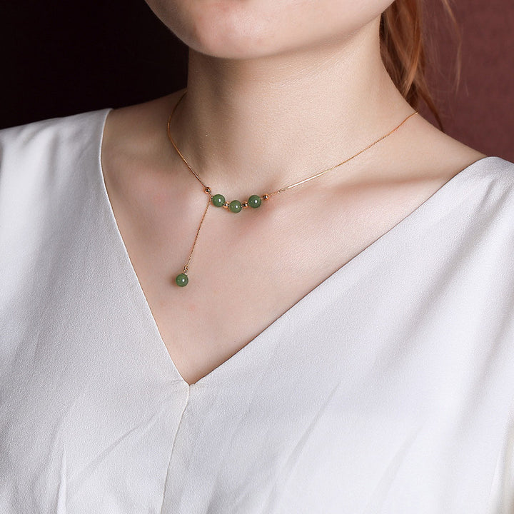 Collier pendentif de guérison en perles de jade cyan en argent sterling 925 Buddha Stones