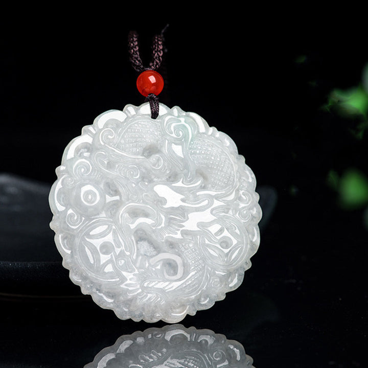 Collier pendentif dragon de protection en jade blanc et Buddha Stones - image 7