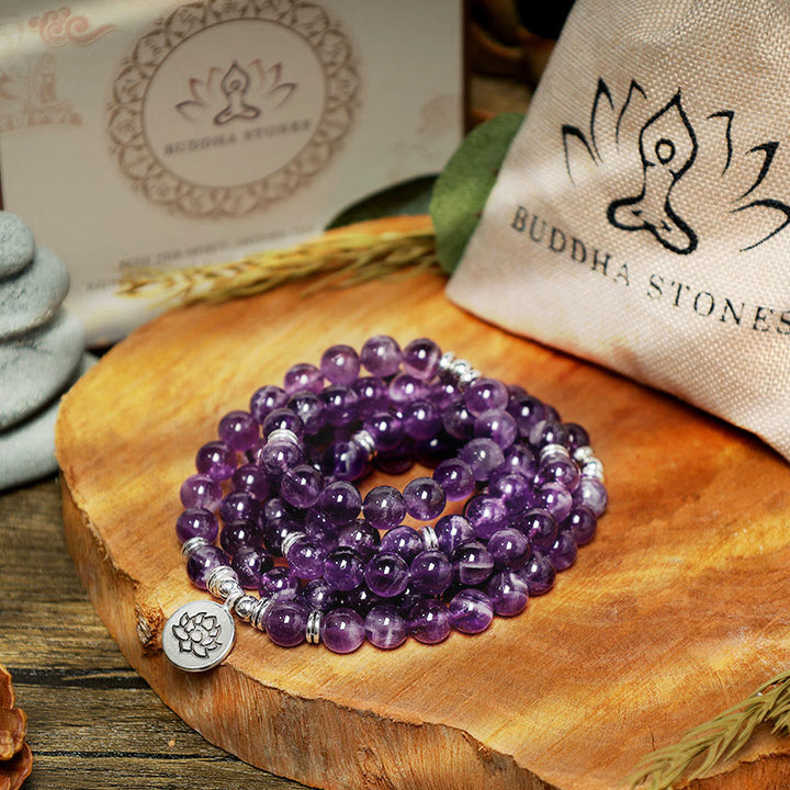 Bracelet Mala Purification Améthyste Naturelle Buddha Stones