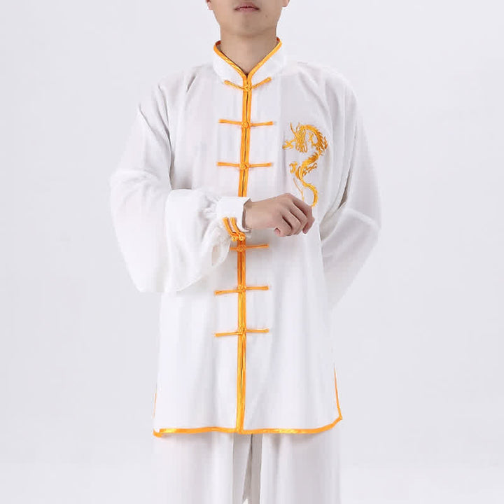 Ensemble de vêtements unisexes brodés avec Buddha Stones et dragon Qi Gong Zen, pratique spirituelle, méditation, prière
