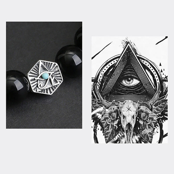 Bracelet de purification en argent sterling 925 avec Buddha Stones noire et œil de tigre de la Providence - image 4