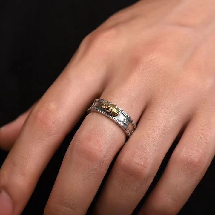 Bague PiXiu Om Mani Padme Hum Sutra du Cœur Chance Richesse Couple