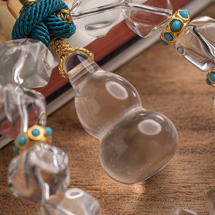 Décoration à suspendre pour voiture en forme de gourde de cerf en cristal blanc Buddha Stones