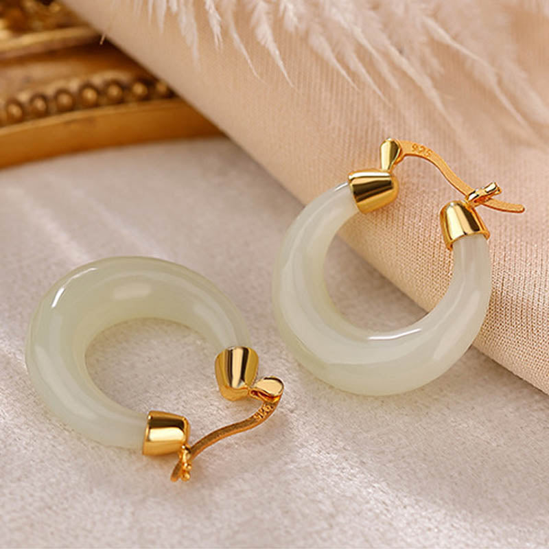 Boucles d'oreilles pendantes en jade cyan avec Buddha Stones rondes pour la prospérité et la chance