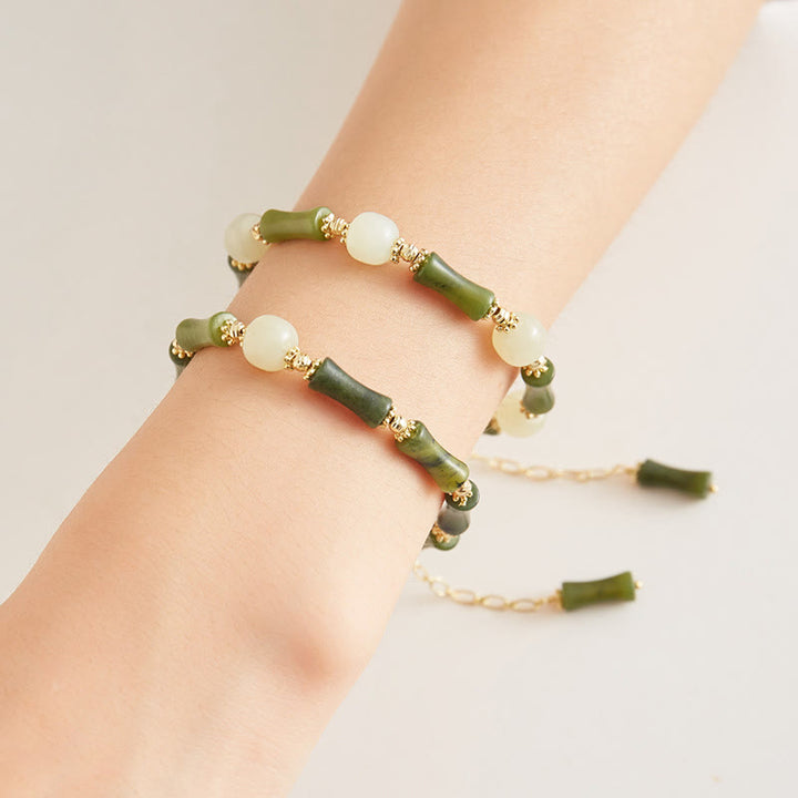 Bracelet chaîne porte-bonheur en bambou avec Buddha Stones