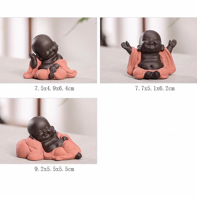 Buddha Stones Toujours Souriant Bouddha Rieur Richesse Chance Argile Violette Statue Maitreya Décoration - image 19