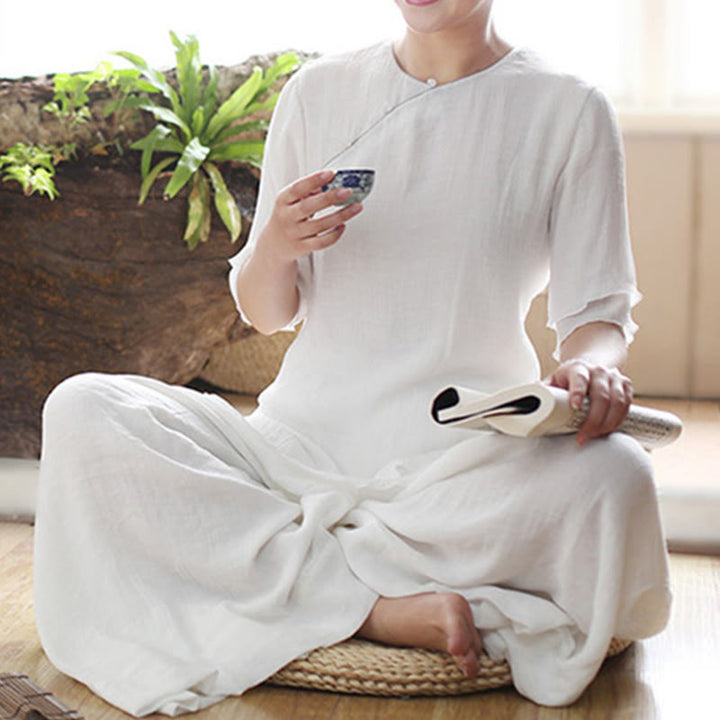 Ensemble de vêtements pour femmes de couleur unie Buddha Stones vintage yoga zen prière méditation spirituelle pratique - image 14