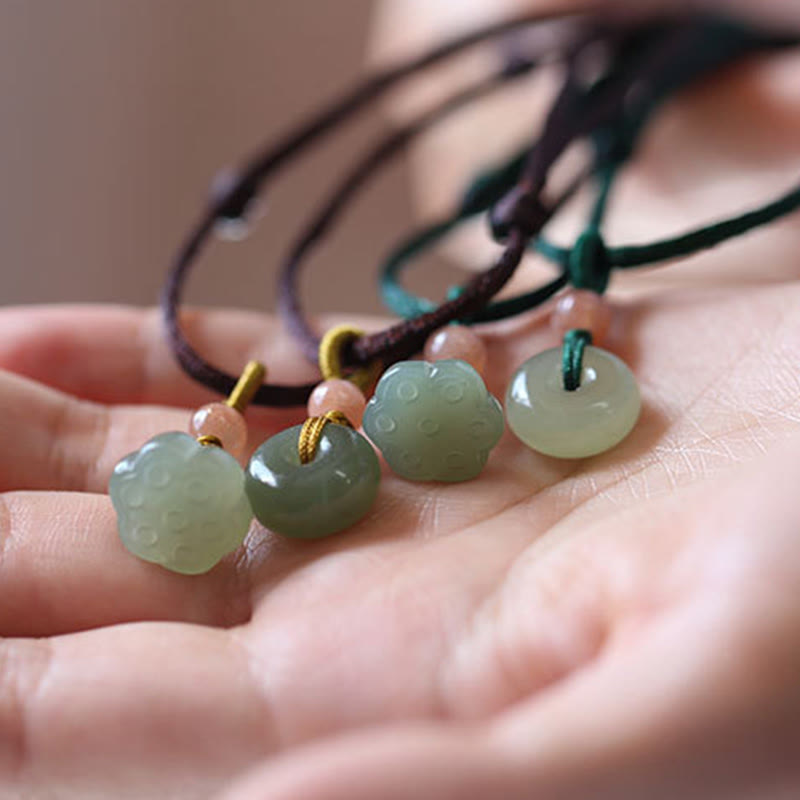 Collier avec pendentif en jade rond naturel et Buddha Stones, boucle de paix, lotus d'abondance - image 14
