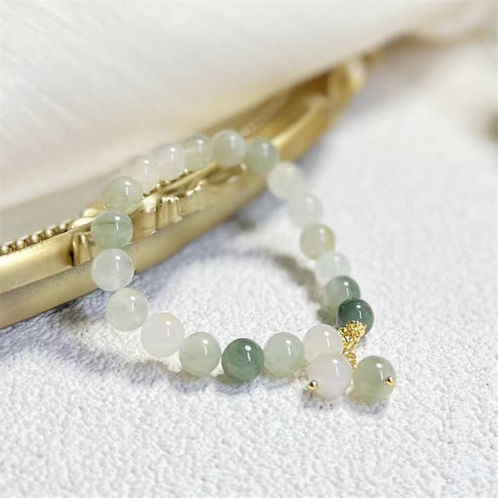 Bracelet porte-bonheur en perles de jade à dégradé naturel et Buddha Stones