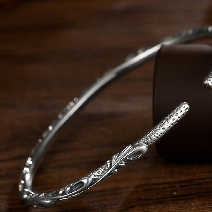 Bracelet de protection gravé à la main en argent sterling 925 Buddha Stones