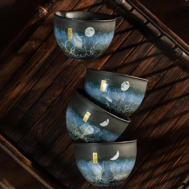 Tasse à thé en céramique Buddha Stones Lovely Cat Tasses à thé noir 140 ml