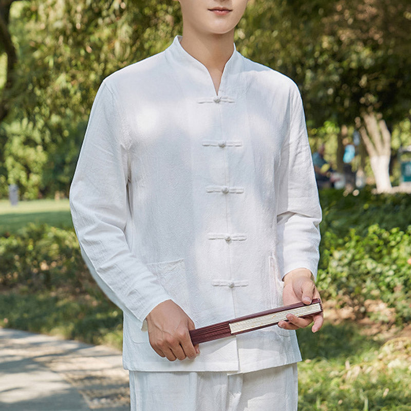 Ensemble pour homme en coton et lin avec Buddha Stones, pratique spirituelle zen, yoga, méditation, prière - Blanc - US/UK/AU48，EU58 (6XL) - image 8