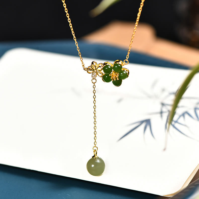 Buddha Stones Buddha Stones Argent Sterling 925 Collier en forme de fleur de prunier pendentif porte-bonheur