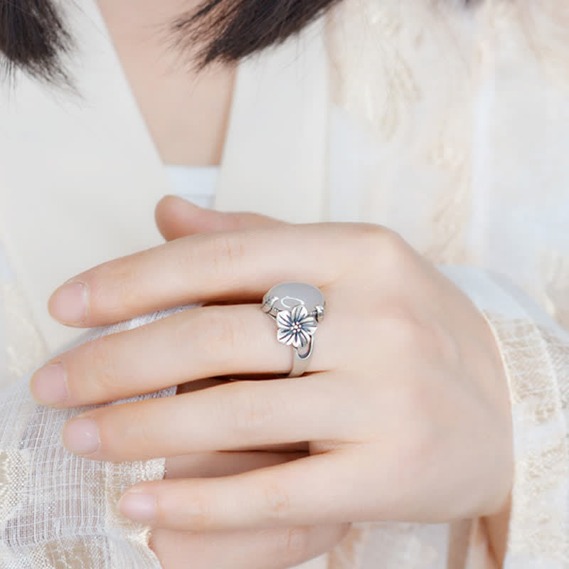 Bague d'harmonie positive en argent sterling 990 avec calcédoine naturelle et prune - image 2