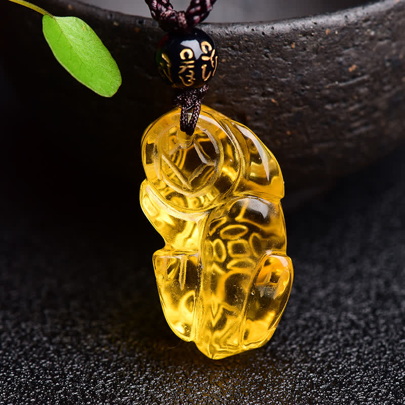 Collier pendentif de richesse en Buddha Stones FengShui Citrine PiXiu