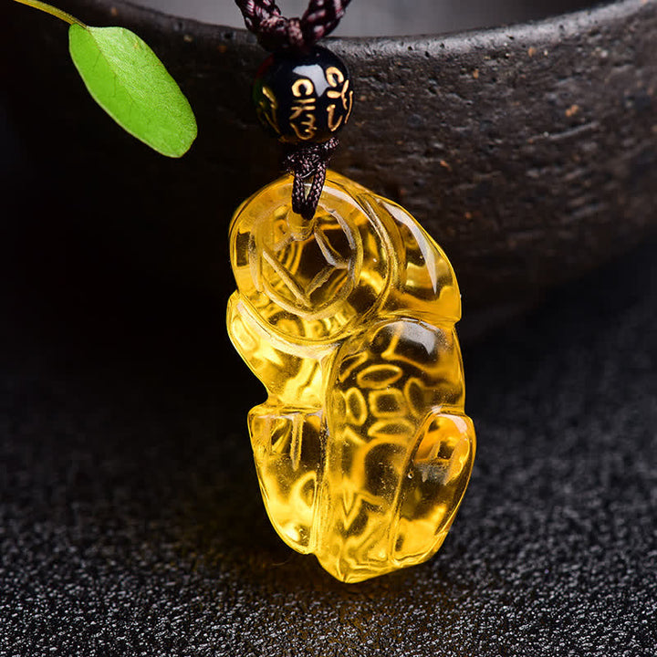 Collier pendentif de richesse en Buddha Stones FengShui Citrine PiXiu