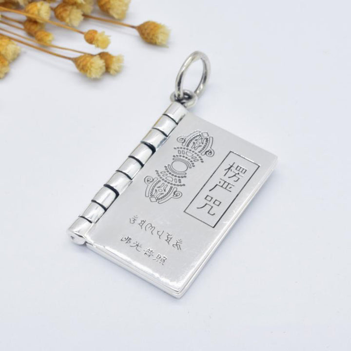 Collier pendentif en argent sterling 990 Buddha Stones et cœur Sutra de la grande compassion Shurangama Mantra Lotus Vajra Peace - Mantra Shurangama - image 11