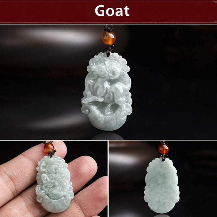 Collier avec pendentif en jade naturel et Buddha Stones représentant les 12 signes du zodiaque chinois - Chèvre - image 33