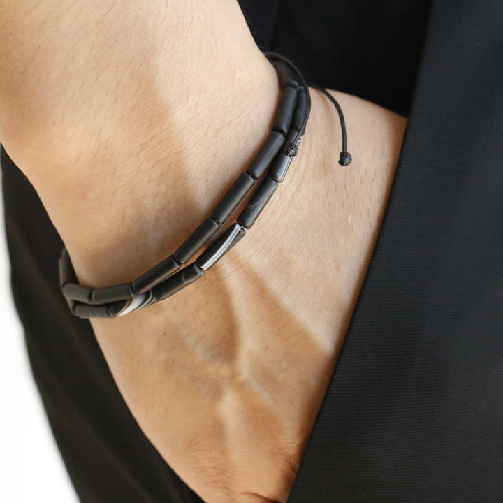 Bracelet de protection et de soutien en perles d'onyx noir Buddha Stones