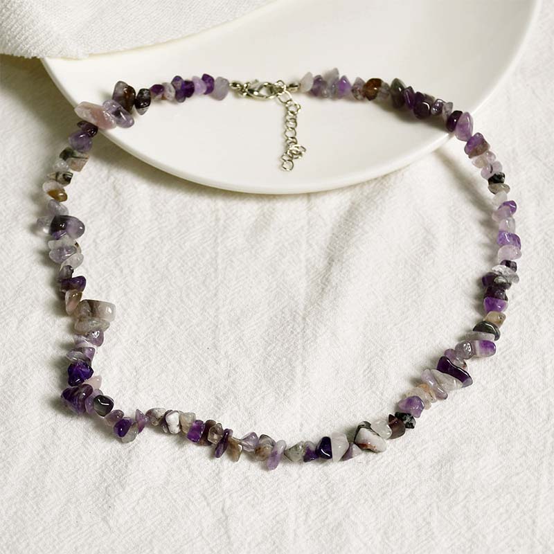 Collier porte-bonheur en pierre de cristal naturelle Buddha Stones