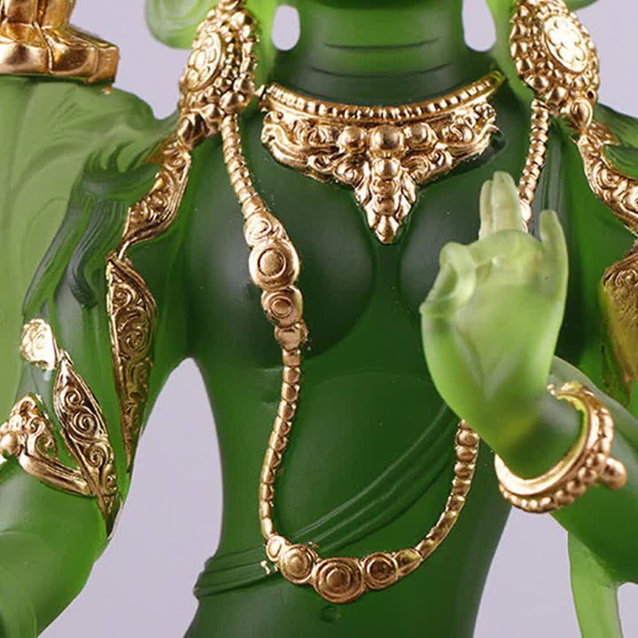 Buddha Stones Bodhisattva Tara verte Pièce d'art en cristal Liuli faite à la main Protection Maison Bureau Statue Décoration - image 9