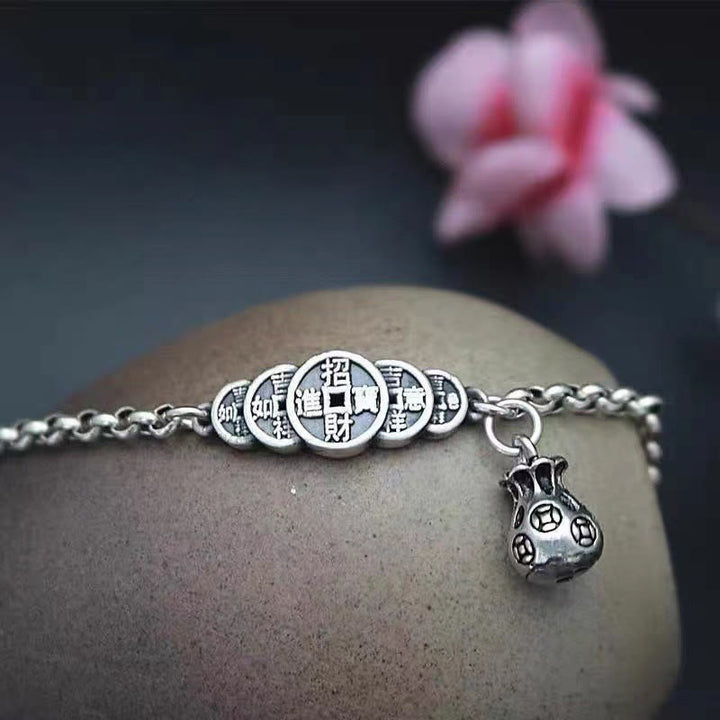 Bracelet de richesse en forme de sac d'argent en cuivre Buddha Stones