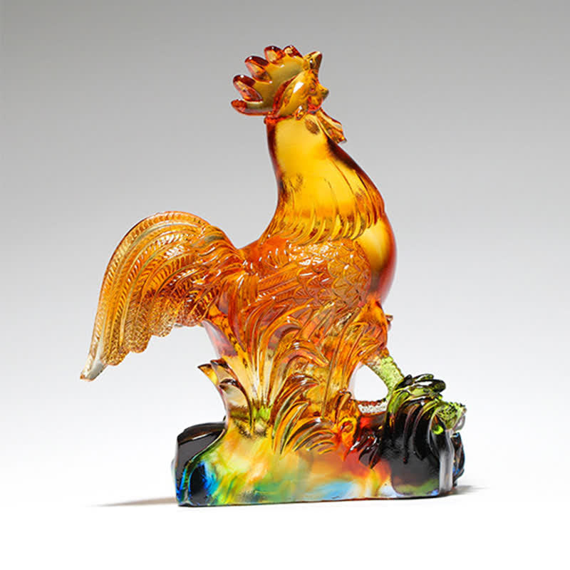 Pièce d'art en cristal de coq Liuli faite à la main, décoration d'intérieur - image 3