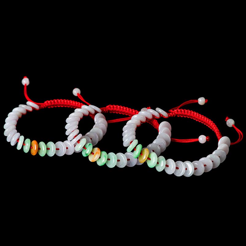 Bracelet tissé en fil rouge porte-bonheur en jade rond avec Buddha Stones