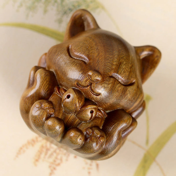 Buddha Stones Mini Renard à Neuf Queues Ivoire Fruit Bois de Santal Vert Bois de Santal Bénédiction Décoration - image 17