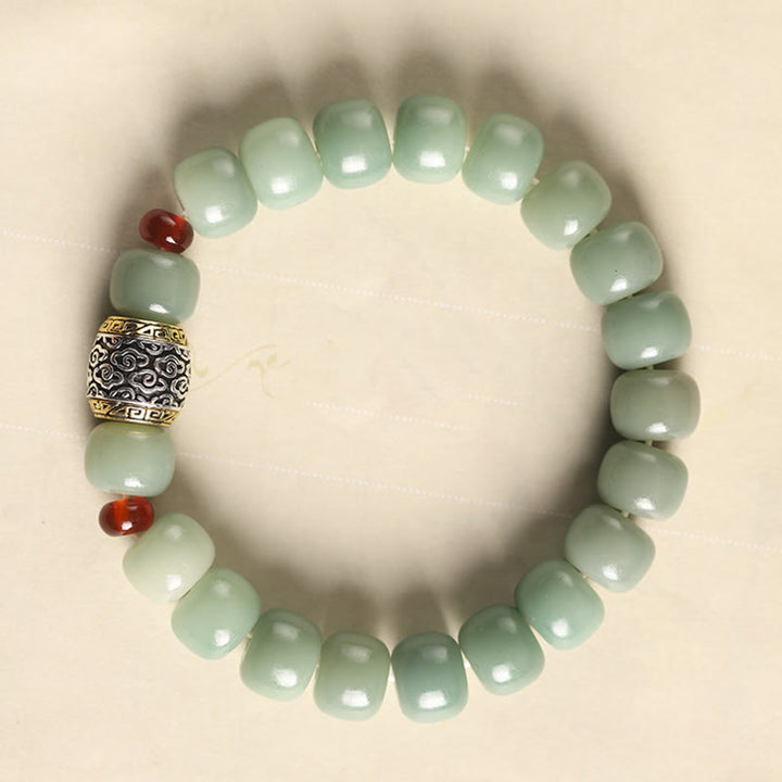 Bracelet de paix en perles de caractère Fu avec des Buddha Stones et des graines de Bodhi