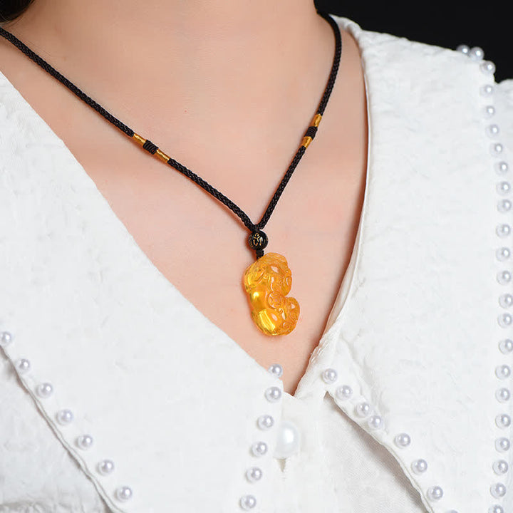 Collier pendentif de richesse en Buddha Stones FengShui Citrine PiXiu - image 3