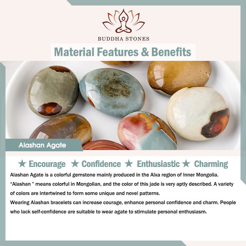 Bracelet d'encouragement en agate naturelle d'Alashan Buddha Stones