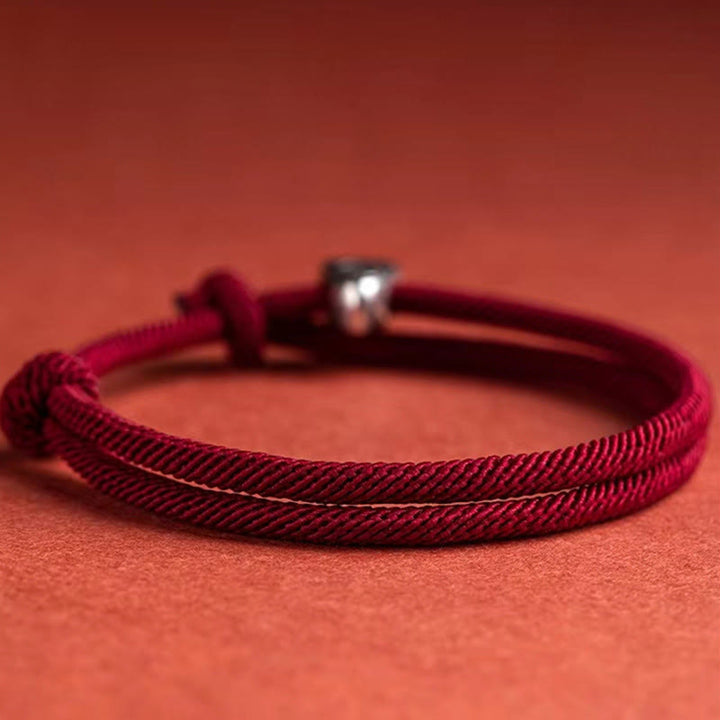 Bracelet tressé fait main en argent sterling 925 avec le personnage Fu et les Buddha Stones - image 7