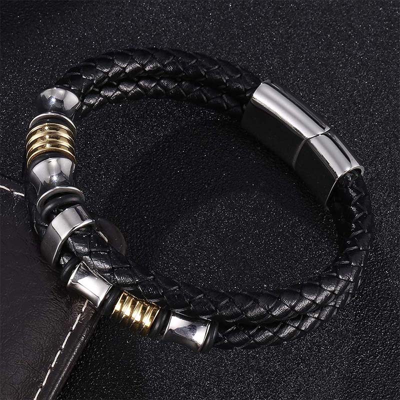 Bracelet porte-bonheur en cuir tressé à plusieurs couches avec Buddha Stones