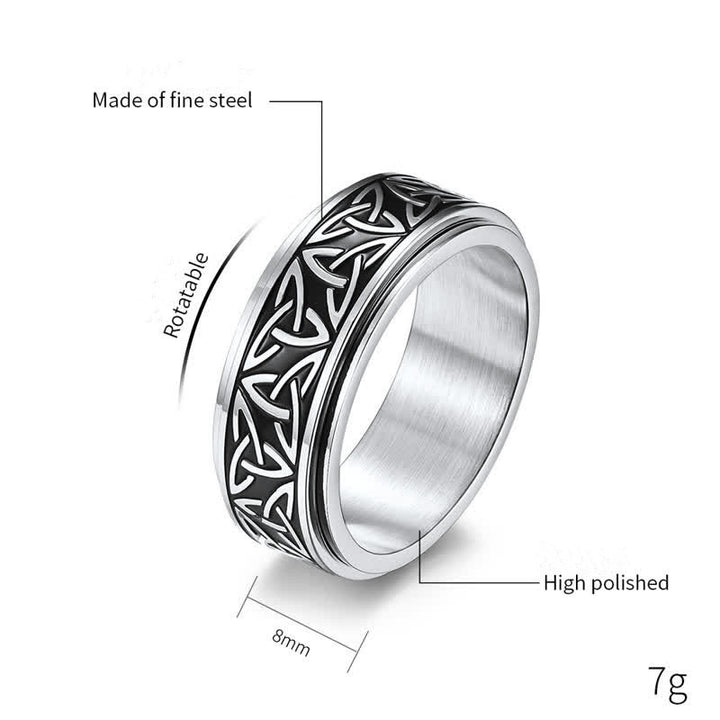 Bague rotative calme en acier titane avec Buddha Stones