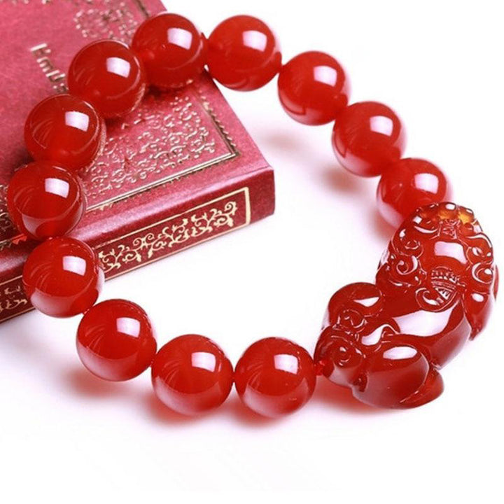Bracelet porte-bonheur en agate rouge Buddha Stones